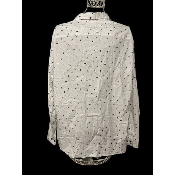 Men’s A-Frame Shirt Blue and White Stretch Regular Long Sleeve Button-Up Size la - Picture 2 of 7